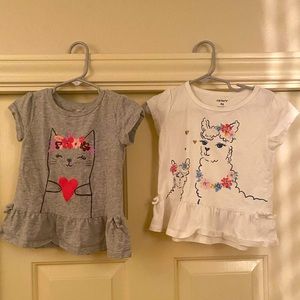 Two ruffled/peplum kids t shirts